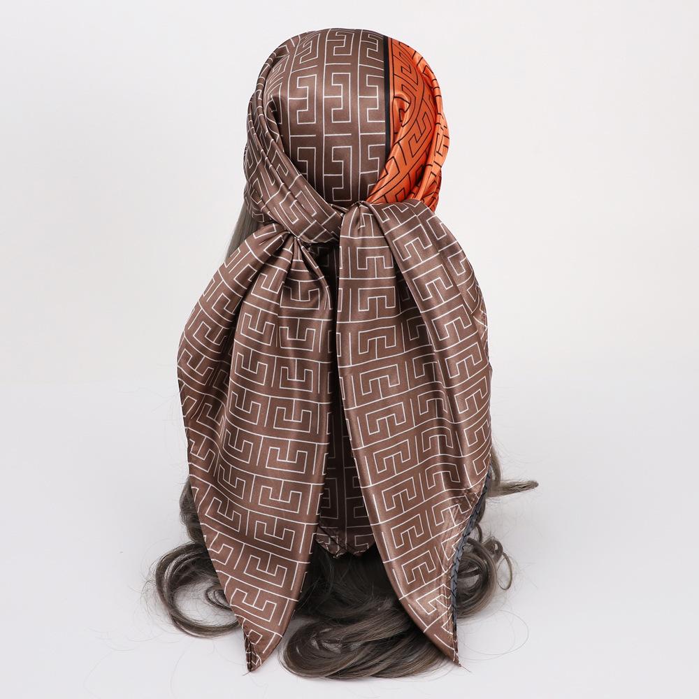 90Cm satin large square scarf headscarf new street retro simple bandanas