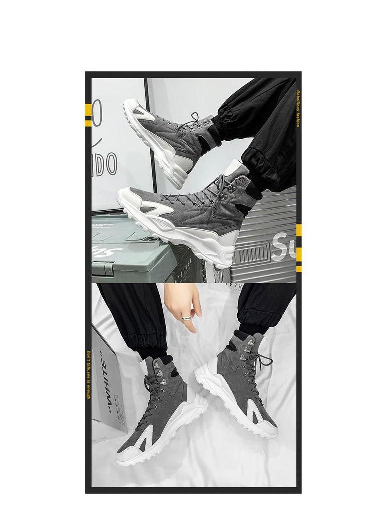 Men's High-Top Waterproof Leather Boots - Autumn Trendy, Long Tube, Plus Velvet Motorcycle Workwear Shoes