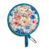 Mini flower Style Folding Fan Round With Pocket Handheld Fan Flower Pattern Collapsible Fan Wedding Party Outdoor Activities