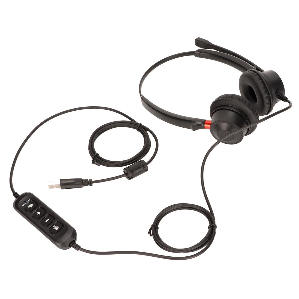 Telephone Headset Volume Adjustment Microphone Mute USB Binaural Customer Service Headset for Telema