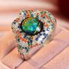 Exquisite Inlaid Multicolored CZ Women's Ring Trendy CopperColor Geometry Daily Wear Party Jewelry Anniversary Gift