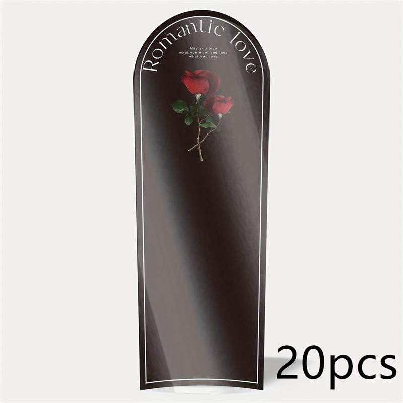 20pcs Transparent OPP Three-dimensional Rose Wrapping Bag Single Flower Packaging Bag Perrfect For Valentine's Day Gift Packaging