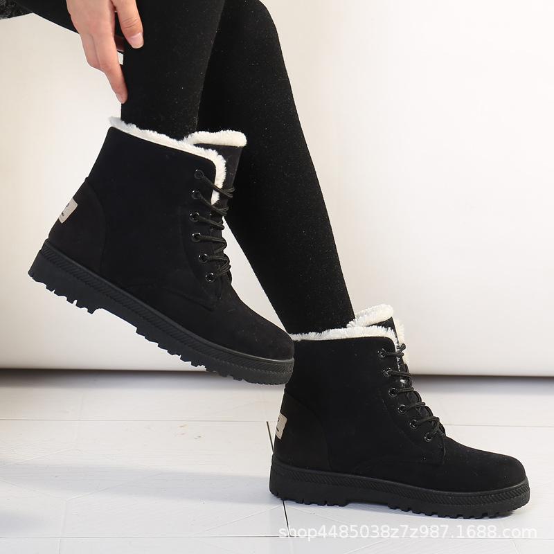 Módní a pohodlné sněhule Dámské boty na plochém podpatku Zimní zateplené bavlněné boty Dámské bavlněné boty Velká velikost