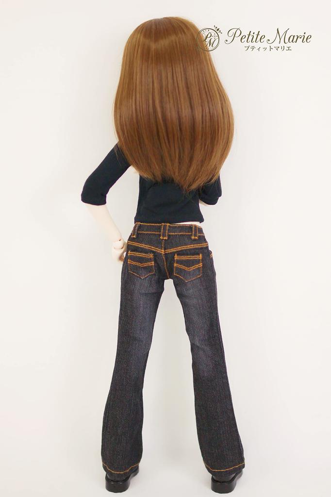 MDD Compatible Okayama Processing Straight Jeans Black KOJIMA Processing Jeans Processing Low Rise Stretch Denim Vintage Processing Standard 40cm Doll