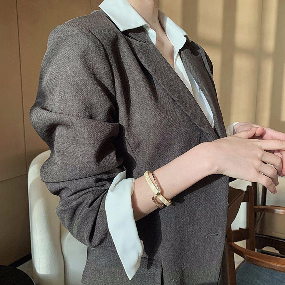 Korean Geometry Texture Bracelet Irregular Bangles Curved White Shell Plate