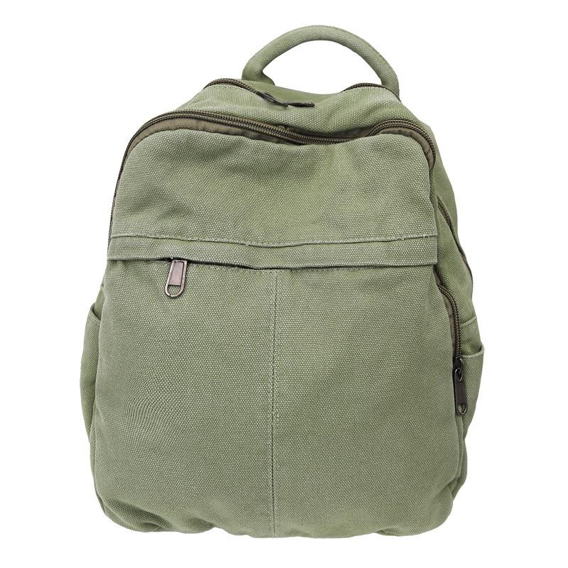 

Холщовый небольшой рюкзак, женский однотонный рюкзак, студенческая дорожная маленькая сумка зелёный