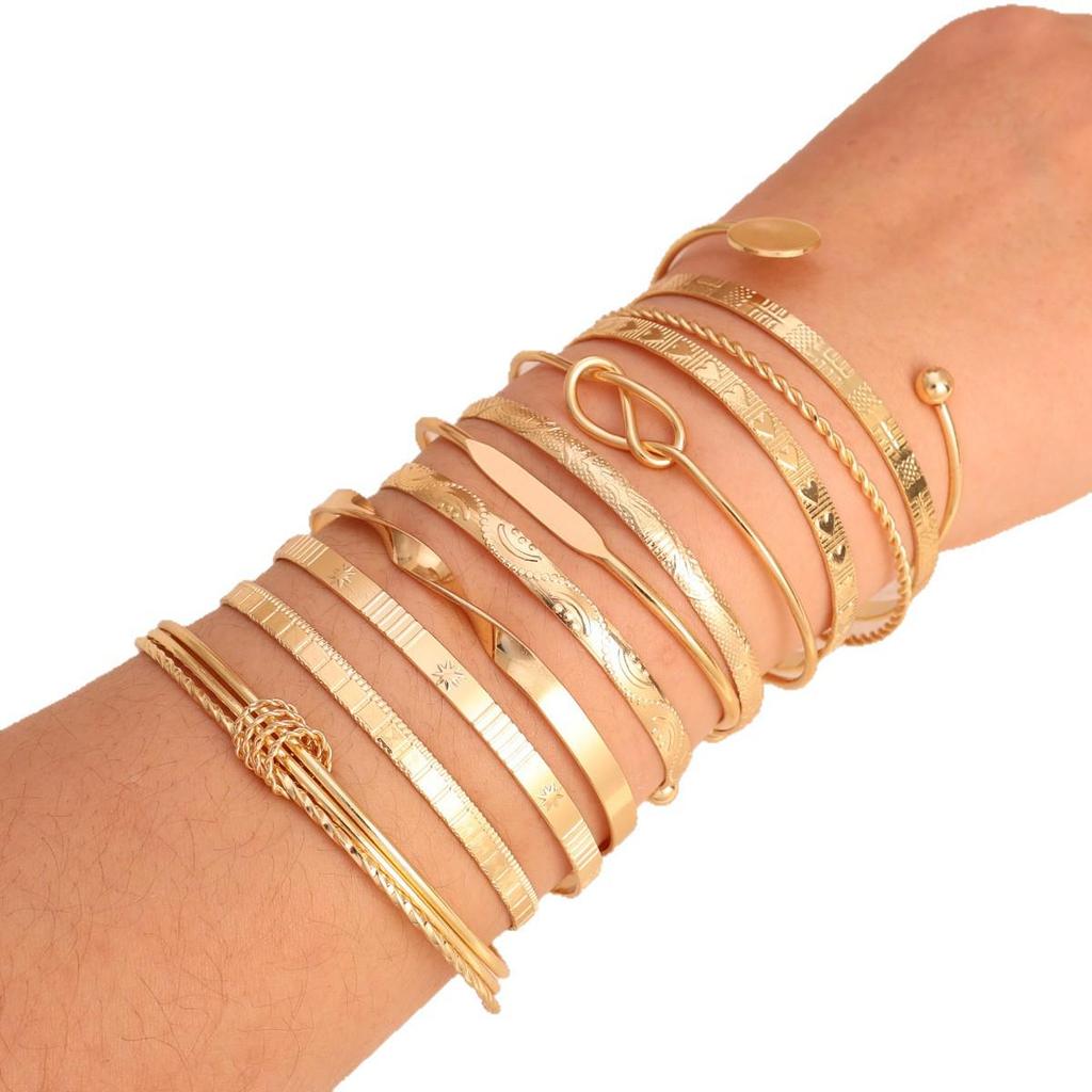 12-Piece Women's Hip-Hop Style Knotted Bracelet Set: Creative and Simple Design