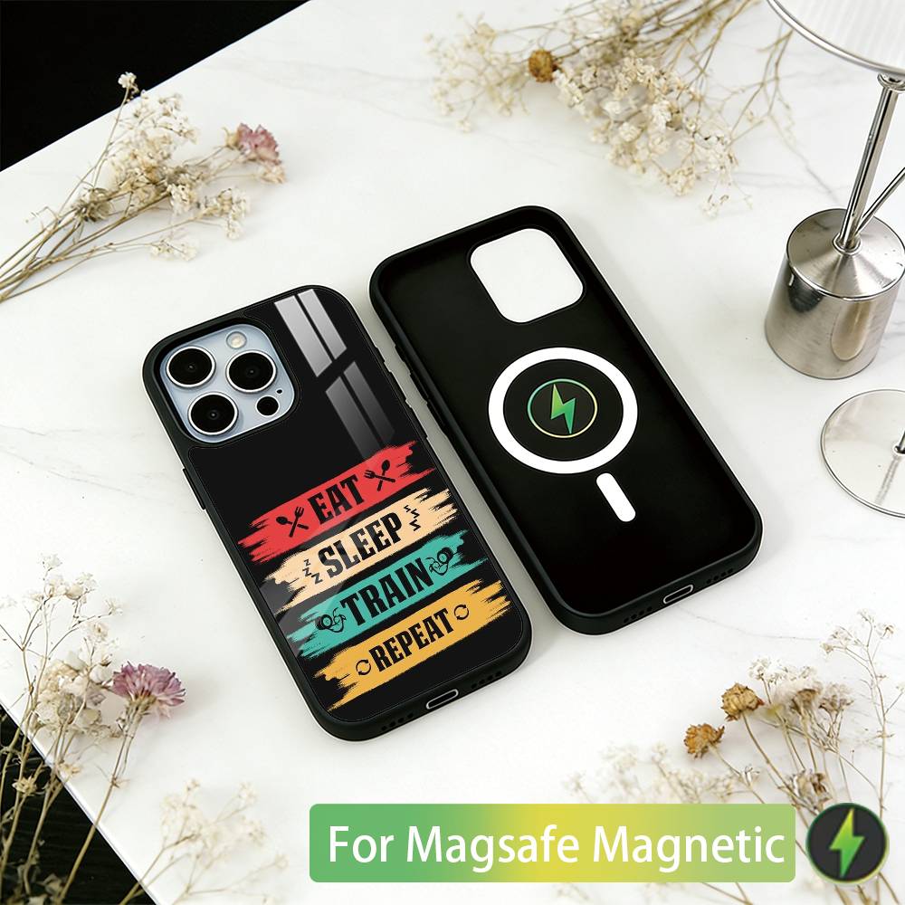 Bodybuilding Gym Fitness Phone Case For iPhone17,16,15,14,13,12,11 Plus,Pro Magnetic with Magsafe Wireless Charging