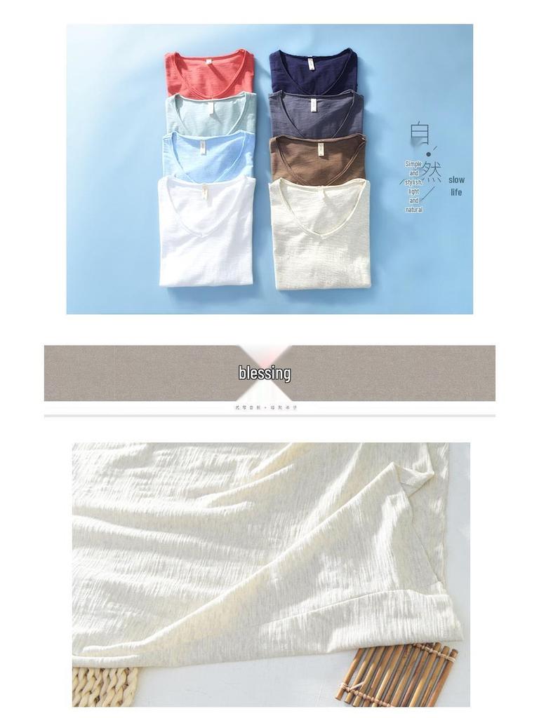 201A Men's Pure Cotton Summer T-Shirt - Short Sleeve, 8 Colors