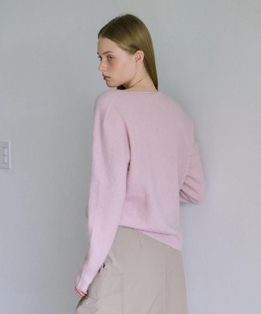 AHWE Cashmere Wool Blend V-Neck Knit_Baby Pink
