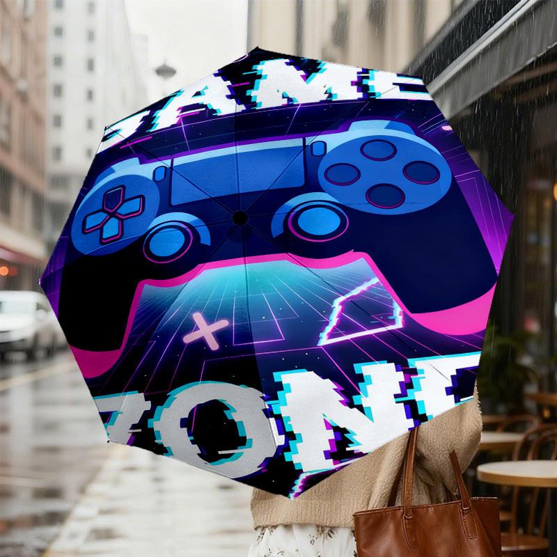 1pc Game Zone Pattern Umbrella Design Automatic Opening and Closing Umbrella, High-quality Travel Umbrella, c1128200