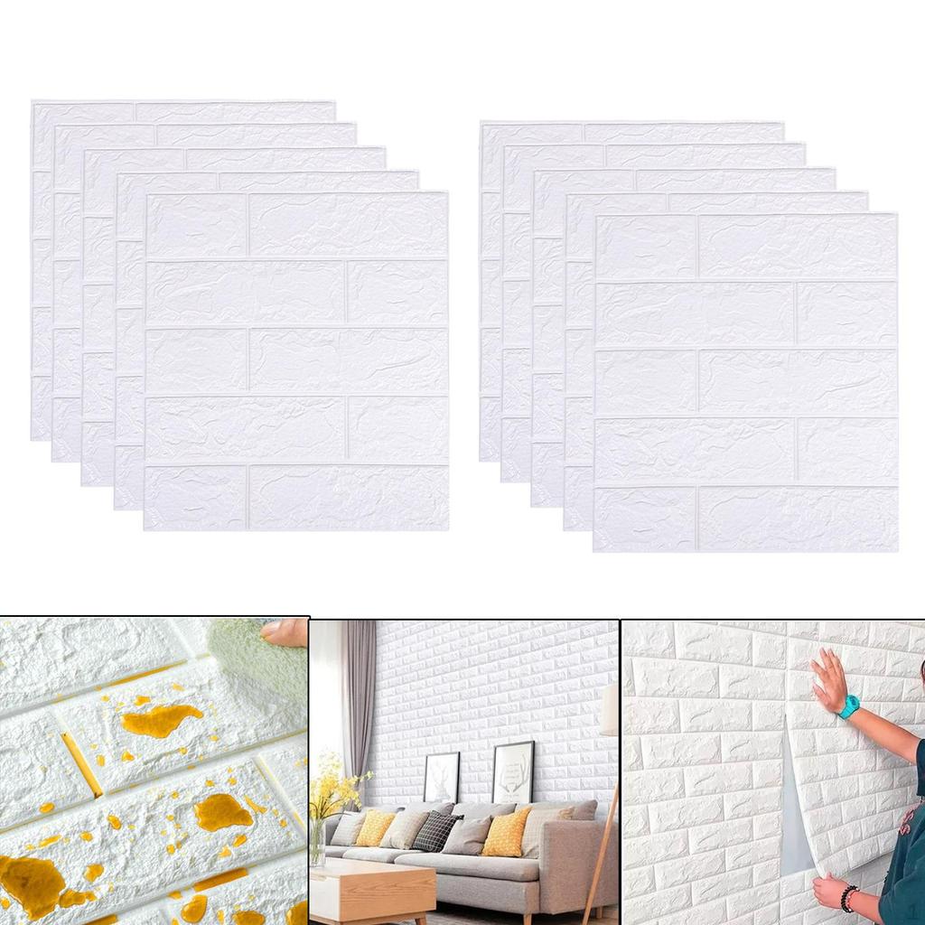 10PCS 3D Stickers, Self-Adhesive Removable and Waterproof Tiles for Bedroom Living Room Background