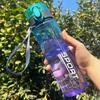 Gradient Sports Water Bottle with Easy-Carry Strap, Leak-Proof PC Material, BPA-Free, Ideal for Gym, Hiking, Blue 32oz/1L