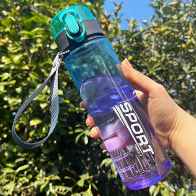 Gradient Sports Water Bottle with Easy-Carry Strap, Leak-Proof PC Material, BPA-Free, Ideal for Gym, Hiking, Blue 32oz/1L