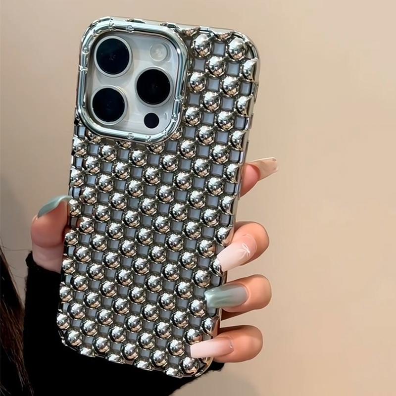 Plating Silver Round Beads Hollow-out Heat Dissipations Phone Case Cover For For Iphone 17 Air 13 14 1 16 Pro Max