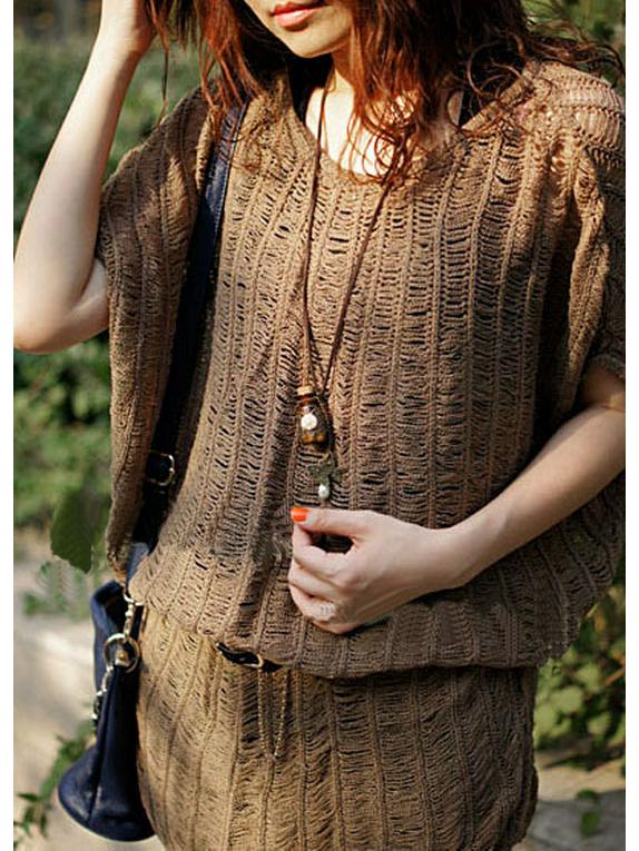 X324 Happy Encounter Retro Leather Rope Wishing Bottle Sweater Necklace
