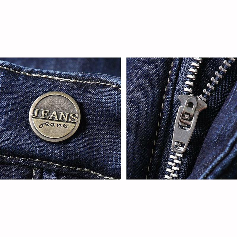 Winter Warm Fleece Jeans Men's Thick Thermal Casual Straight Denim Pants Business Work Stretch Trousers