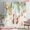 2pcs,2D Plane Printing Curtains Roller Blinds Christmas Ornaments Santa Claus Watercolor (2) Versatile Fabric (without Rod) Art