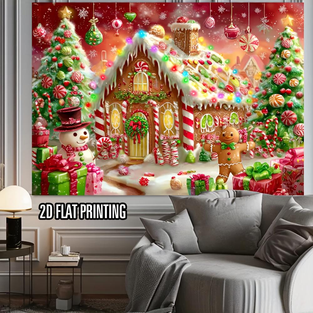 2D flat print party banner background, gingerbread man, lollipop and snowflake - Christmas, birthday, wedding