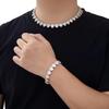 12mm Iced Out Round and Baguette CZ Heart Bracelet Hip Hop Couple Jewelry for Women Men Valentine's Day Gift