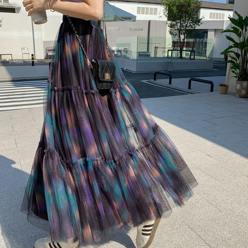 

Niche design 2025 весна-лето сетка в национальном стиле средняя и длинная юбка с высокой талией, тонкая однотонная юбка, длинная юбка average size