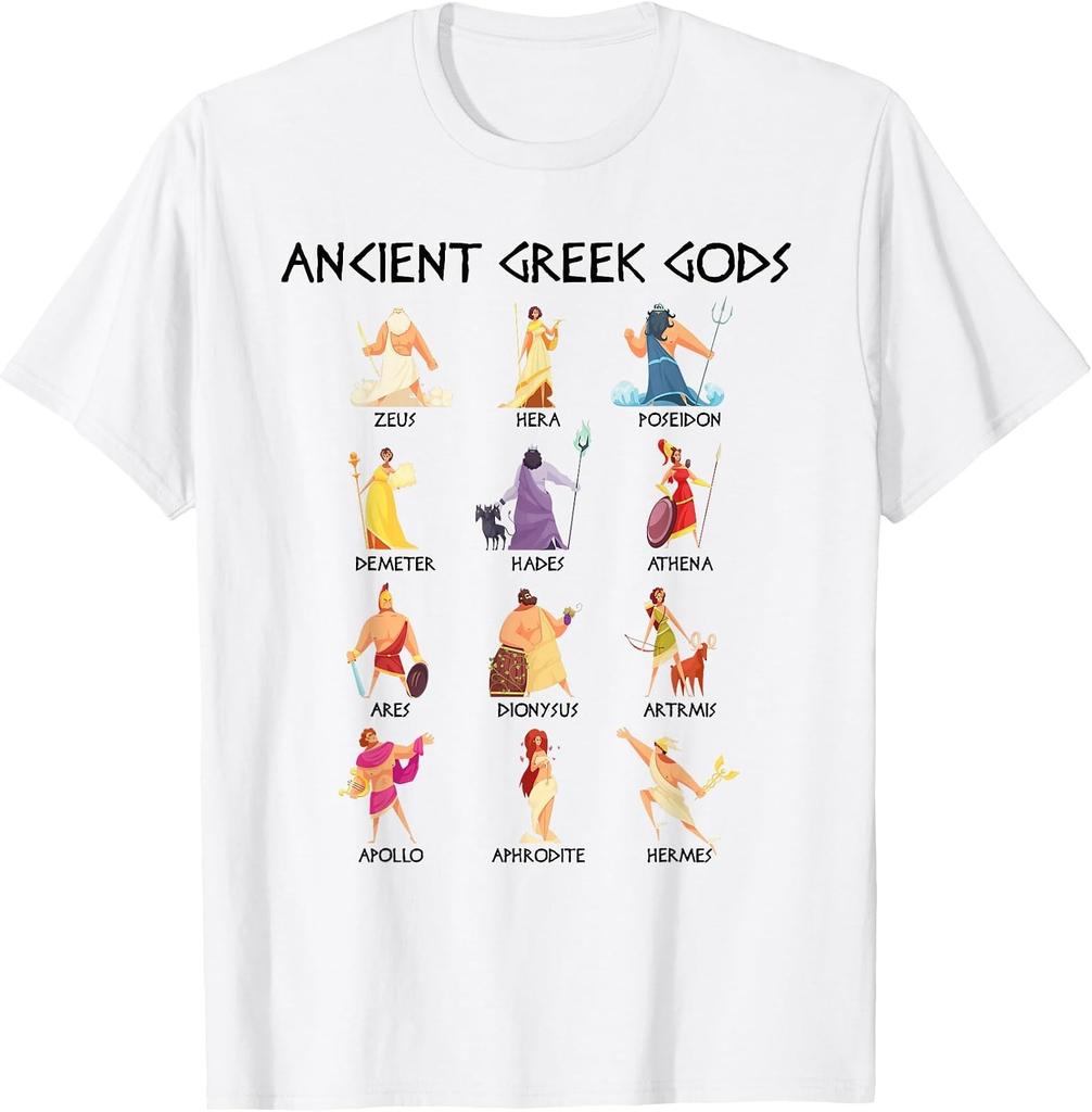 Ancient Greek T-Shirt Featuring Mythological Gods and Legends