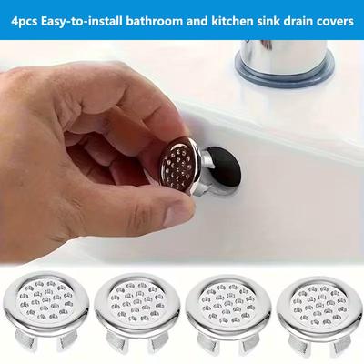 4Pcs Sink Overflow Ring Kitchen Bathroom Basin Trim Bath Drain Cap Sink Wash Basin Round Overflow Ring Plug Basin Accessory