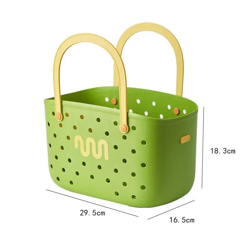 

Контрастная по цвету портативная корзина для ванной, может быть корзиной для покупок, корзиной для хранения бытовых предметов в ванной комнате, корзиной для банных принадлежностей зелёный