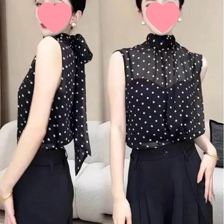 Damen-Oberteil im französischen Stil mit weiten Ärmeln und Pünktchen: Neue Sommer/Herbst Mode, Nischen Design, Elegant & Vielseitig.