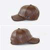 Men Hat Adjustable Faux Leather Baseball Cap with Windproof Hood Snug Fit Solid Color Design Fall Winter Outdoor Casual Hat