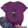 Women's top cat D print short-sleeved shirt apricot comfortable and casual