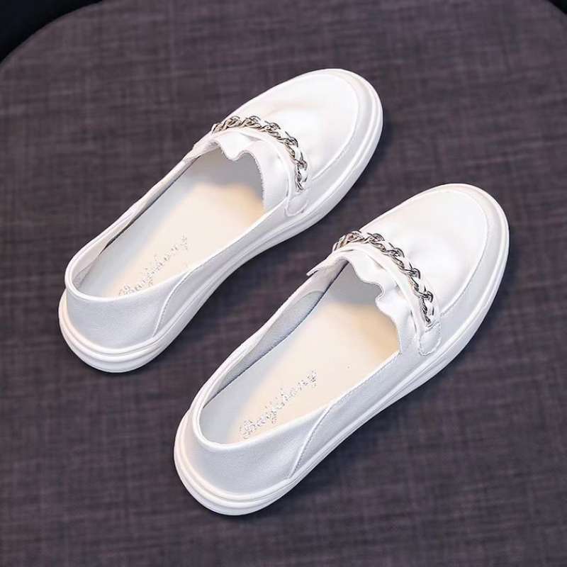 Little White Shoes Women's Shoes Spring and Autumn 2025 New Flat Bottom Shallow Mouth One Pedal Shoes Doudou Casual Single Shoes Pregnant Women