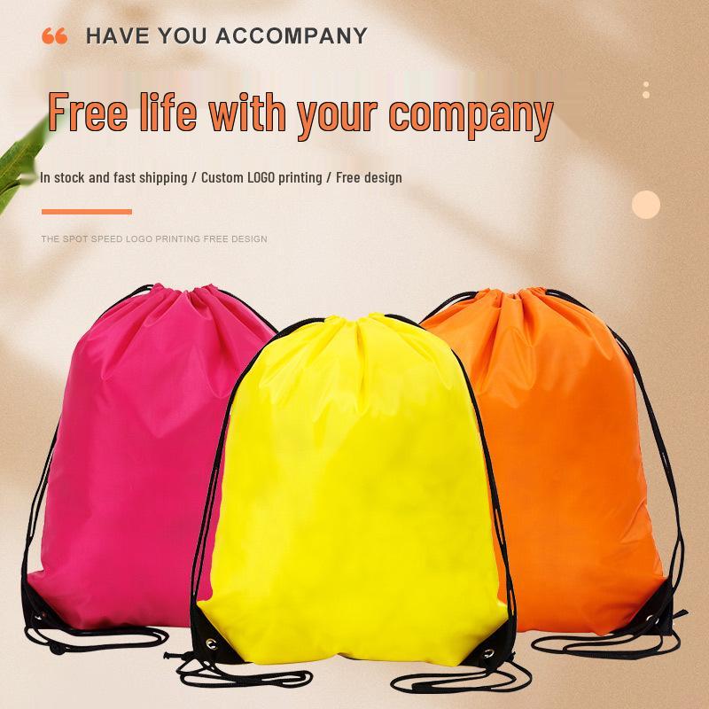 Colorful Polyester Handheld and Shoulder Strap Drawstring Bag for Storage and Sports