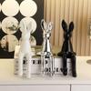 Long Ear Bunny Figurine Colorful Sitting Rabbit Statue Animal Sculpture Home Office Desktop Car Dashboard Decoration
