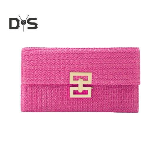 Naiste sidurikott ümbriku kujuga boheemlaslik kokkupandav kahekihiline õlgedest punutud ühevärviline kaasaskantav suvine rannapuhkuse käekott