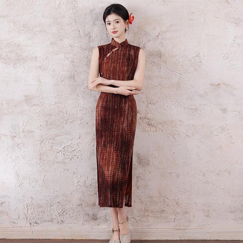 National style new Chinese sleeveless long cheongsam improved young new women's high-end dress summer