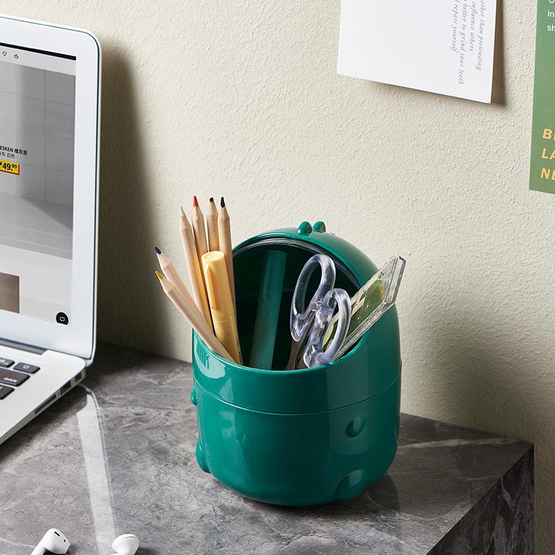 1pc Desktop Trash Can Baby Dinosaur Large Mouth Detachable Design Nonslip Bottom Plastic Mini Trash Can Mini Trash Can