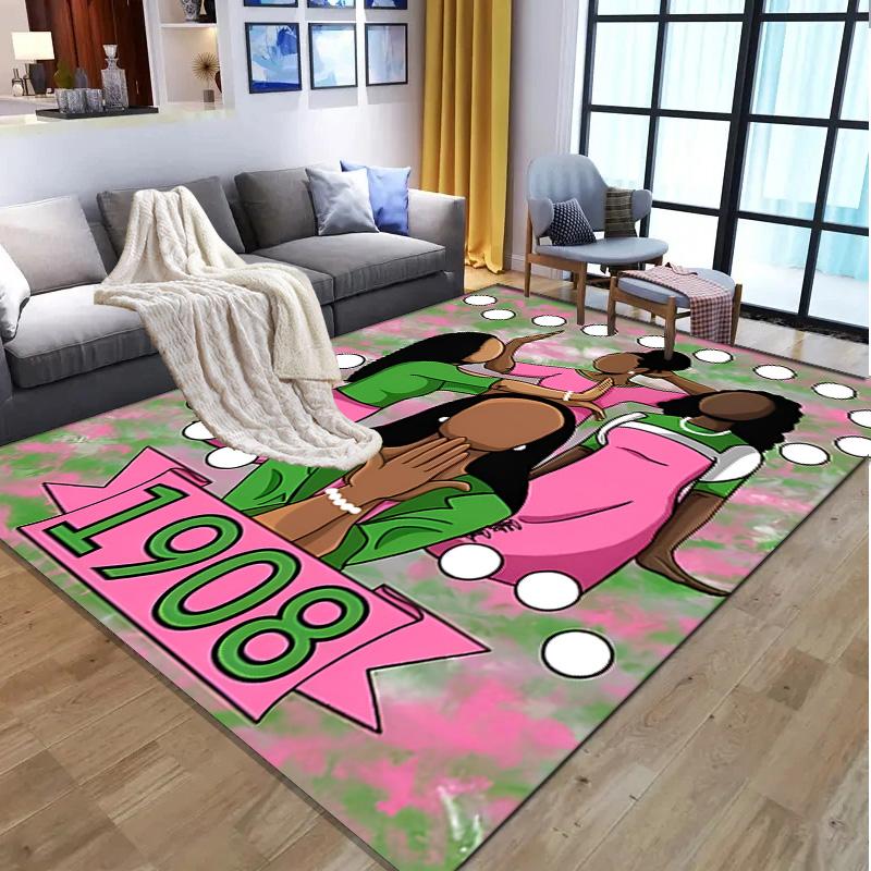 Alpha Kappa Alpha Pattern Rug, Indoor/Outdoor Mat, for Picnic, Gameroom, Bedroom, Office, Living Room, Home Decor Carpet, Birthday Gift