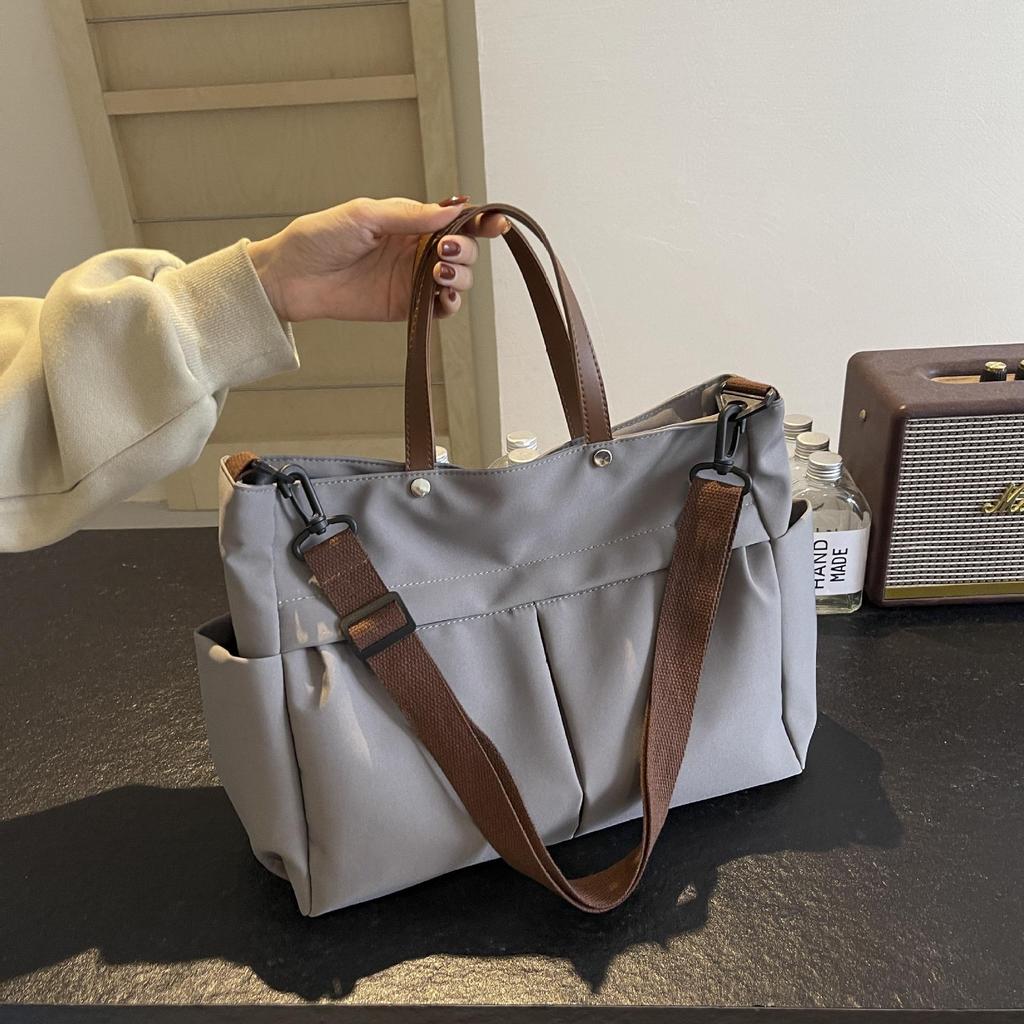 Korean Style Women's Large Nylon Tote Bag - Versatile Canvas Shoulder Bag