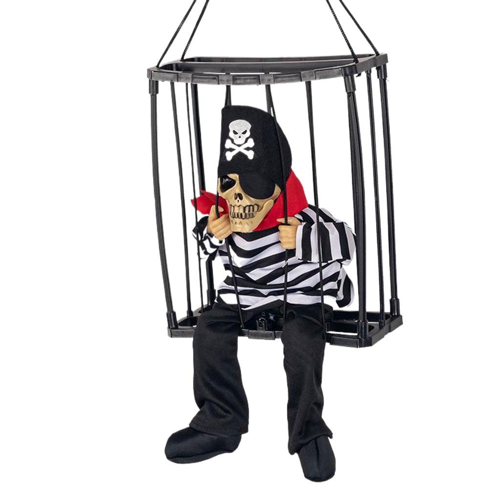 Screaming Animated Halloween Decorations Halloween Decor Prop Scary Skull Cage Prisoner Haunted House Decor for Indoor Outdoor