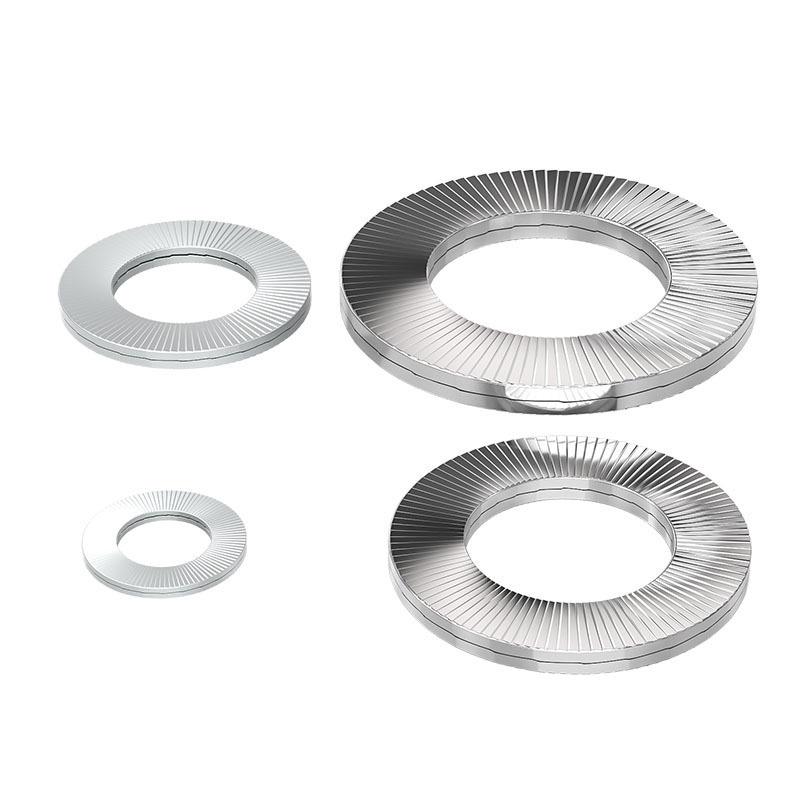 304 Stainless Steel Double Stack Self-Locking Washer with 65Mn Manganese, Anti-Loosening, Double-Sided Tooth Layer