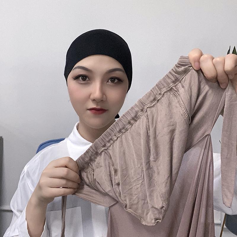 Muslim Instant Hijab Women Bonnet With Chiffon Shawl Head Scarf Cap Inner Headband Stretch Hijab Cover Headwrap Turbante