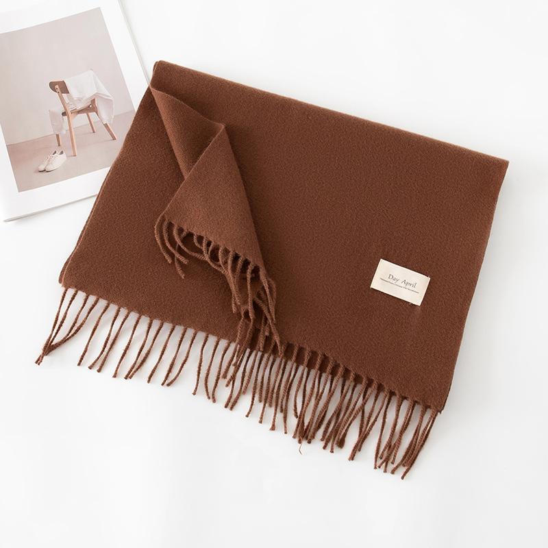 Cashmere feel solid color scarf women's imitation cashmere autumn and winter atmosphere versatile medium and long shawl scarf