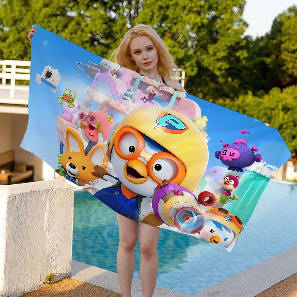 Cartoon P-Pororo Cute Microfiber Beach Towel Absorbent Quick Dry Soft Yoga Swimming Resort Mountain Climbing Towel