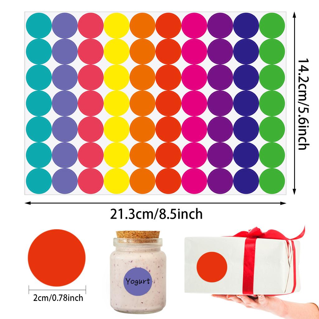350-700Pcs 10 Colors Colorful Dot Glue Stickers Round Label Paper Round White Circle Round Code Sticker Self-Adhesive Label