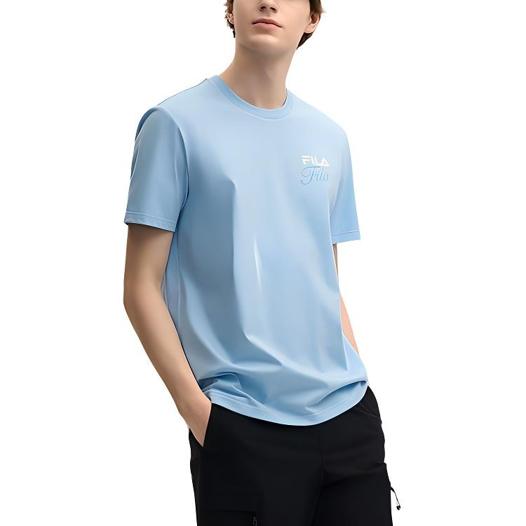 FILA Original Cool Silk Soft Dry Comfortable Short Sleeve T-Shirt Men Tops Cashmere-Blue F11M529108F-LB