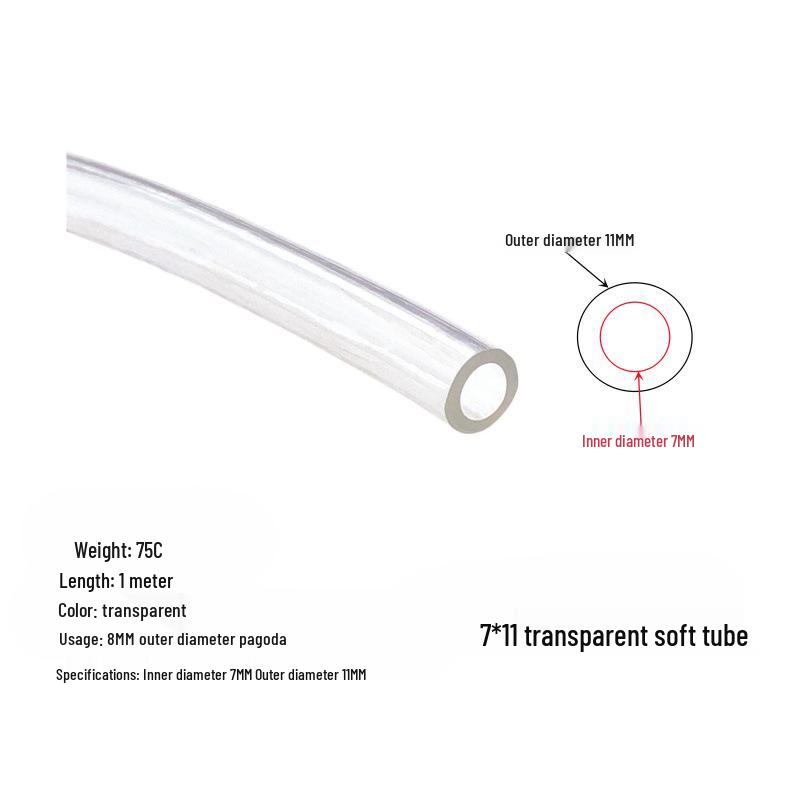 

Computer All-in-One Soft Tube Water Cooling Pipe (Black/Transparent, Sizes: 5*8, 6*10, 7*11)
