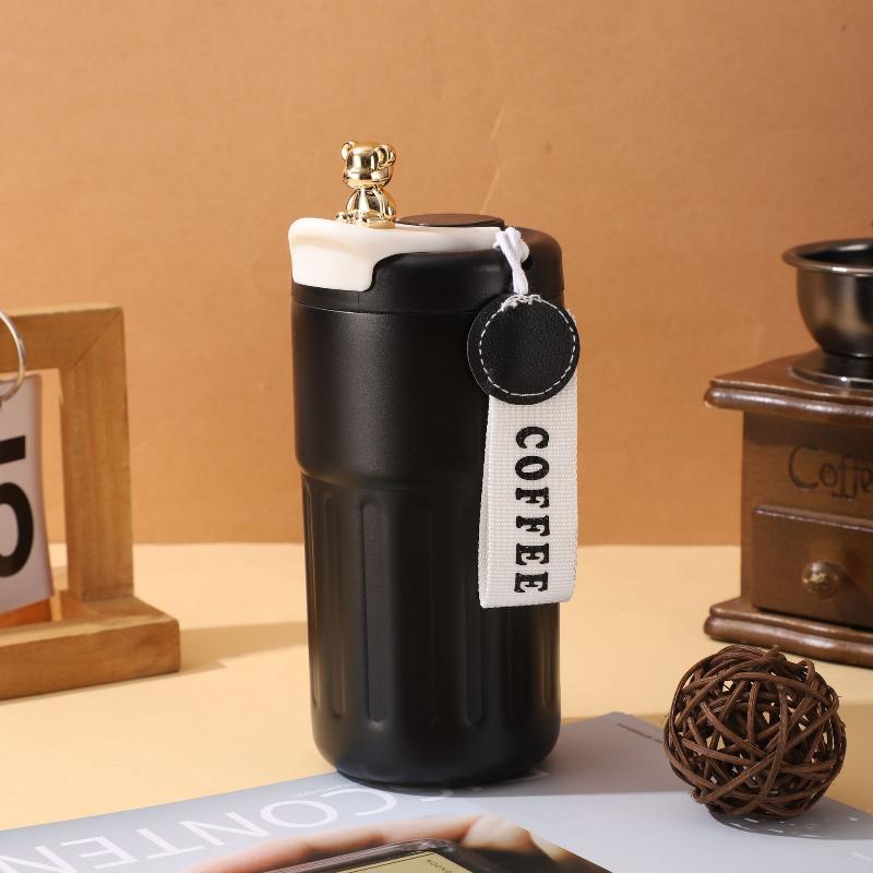 Intelligent Temperature-Indicating Stainless Stee lVacuum cup Insulated Beverage Cup with Carry Strap