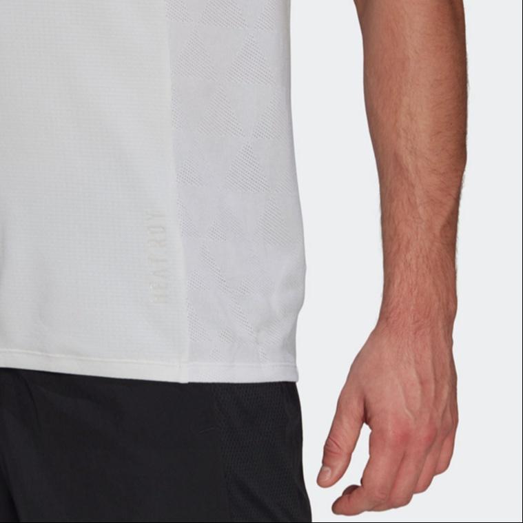 Men's Adidas Solid Color Logo Round Neck Sports Short Sleeve White T-Shirt GK4302