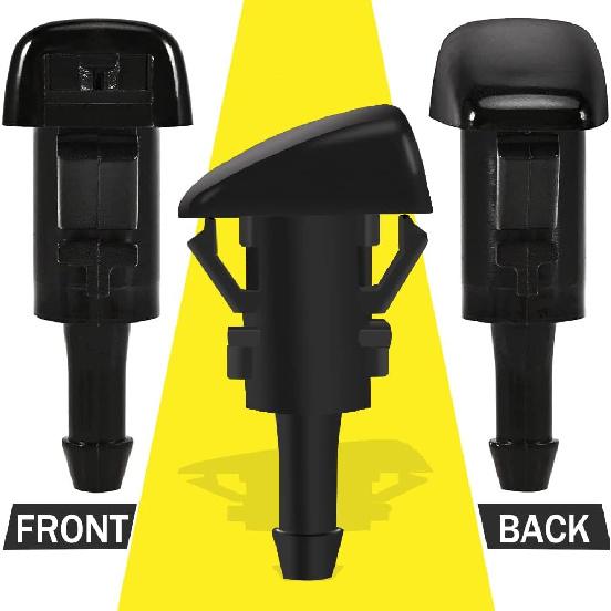 ASUBHA 2PCS Front Windshield Washer Nozzles, Windshield Wiper Sprayer Nozzle Jet Kit Replacement for Most Cars, Ram Replaces 4805742AB, 4805742AC,